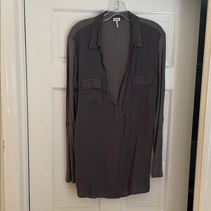 Splendid Charcoal Buttoned Sleeve Top